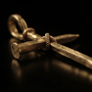 Colgante Cruz de Clavos en Oro Amarillo