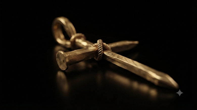 Colgante Cruz de Clavos en Oro Amarillo